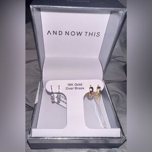 NWT And Now This Crystal Small Hoop Earrings in Silver & Gold-Plate,